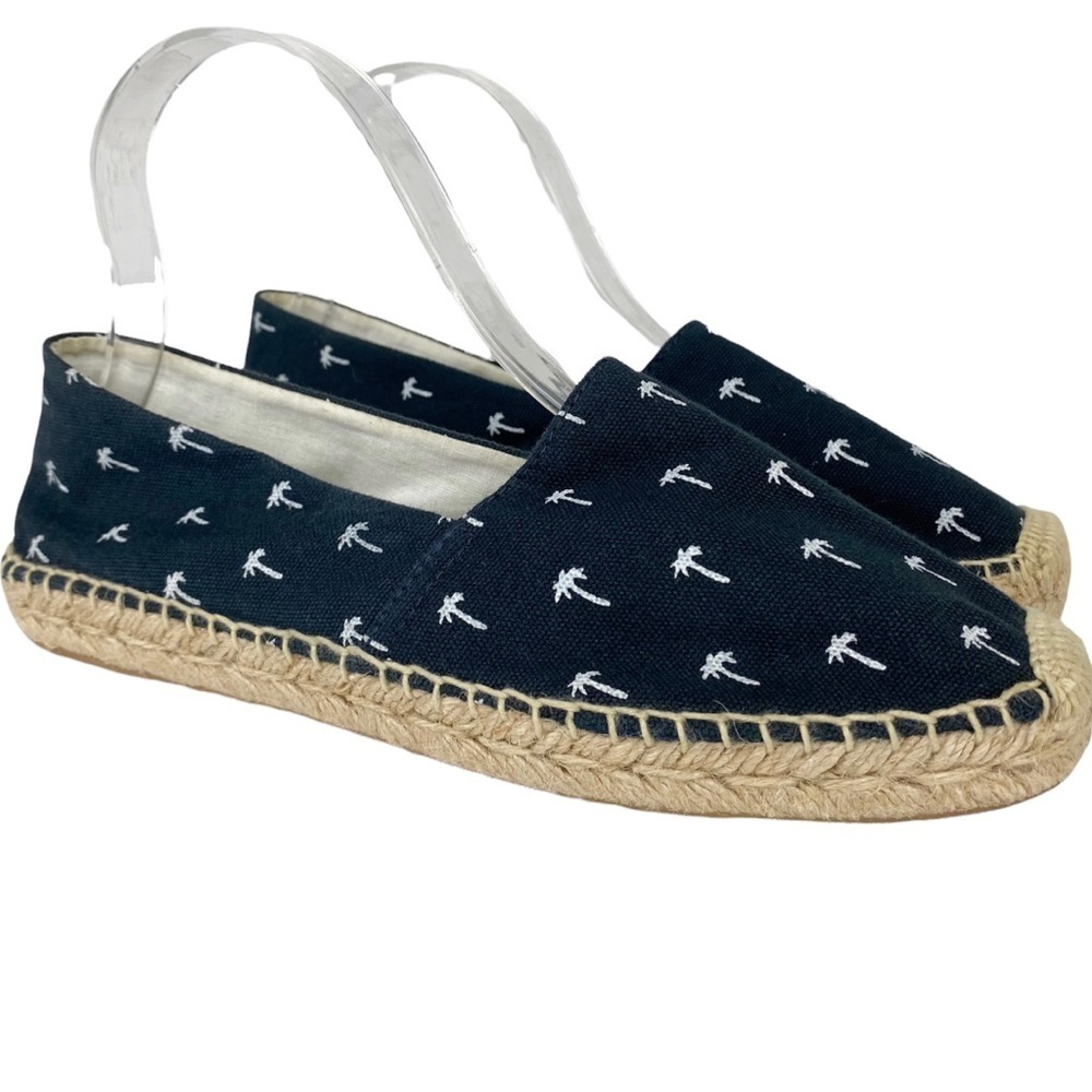 SAM EDELMAN Navy Blue Verona Palm Print Espadrille Loafer 7.5 Slip-On